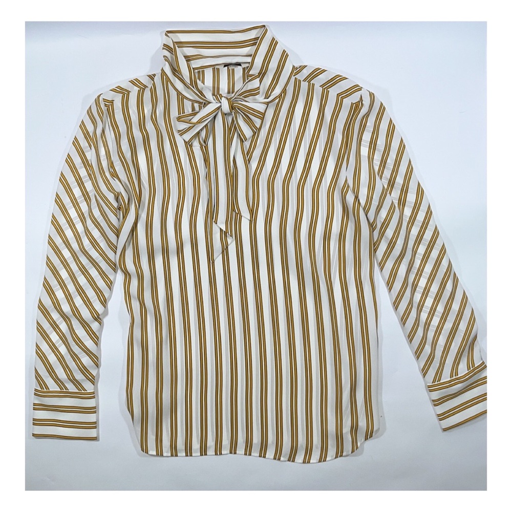 NEW LOFT Striped Bow Neck Blouse (Size: L-1X) NWT - Picture 2 of 7